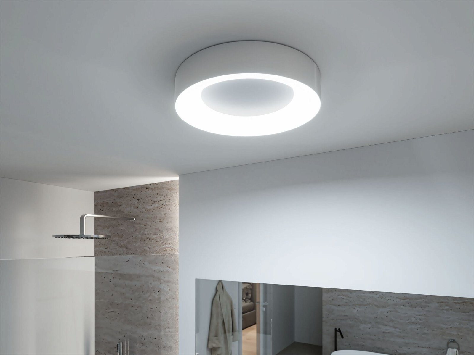 integriert, Tageslichtweiß, Metall/Kunststoff, LED Selection WhiteSwitch Alu Paulmann IP44 Deckenleuchte LED Bathroom Casca 230V 400mm 1x23W fest