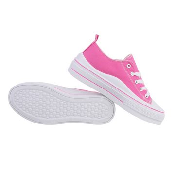 Ital-Design Damen Low-Top Freizeit Sneaker Keilabsatz/Wedge Sneakers Low in Pink