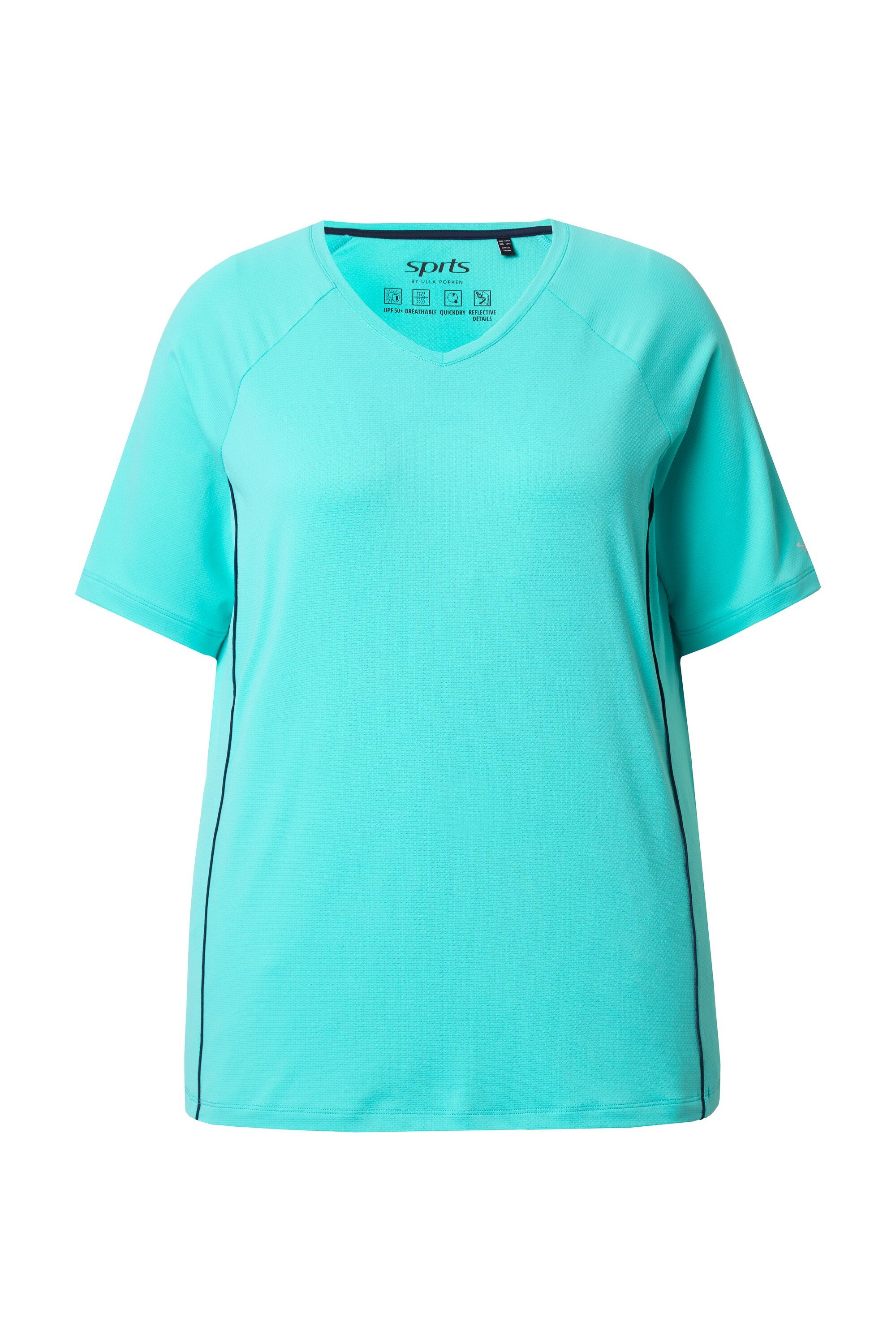 Ulla Popken T-Shirt T-Shirt UV-Schutz 50+ V-Ausschnitt Halbarm günstig online kaufen