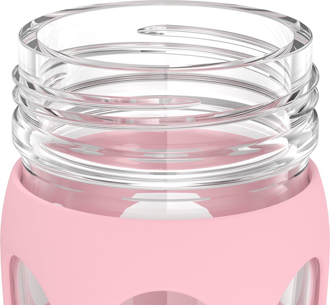 Lifefactory Babyflasche, Lifefactory Glas Flasche mit Rose Silikonhülle Desert Schraubverschluss, und 650ml