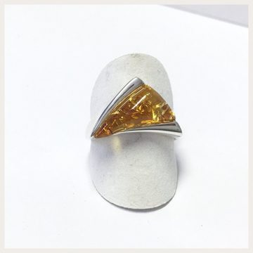 Edelschmiede925 Silberring Silberring 925 mit braunem Bernstein dreieckig Ringgröße 64