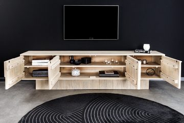 riess-ambiente Lowboard ART DECO 200cm weiß gekälkt (Einzelartikel, 1 St), Massivholz · TV-Schrank · 6 Fächer · 3D-Front · Wohnzimmer · Design