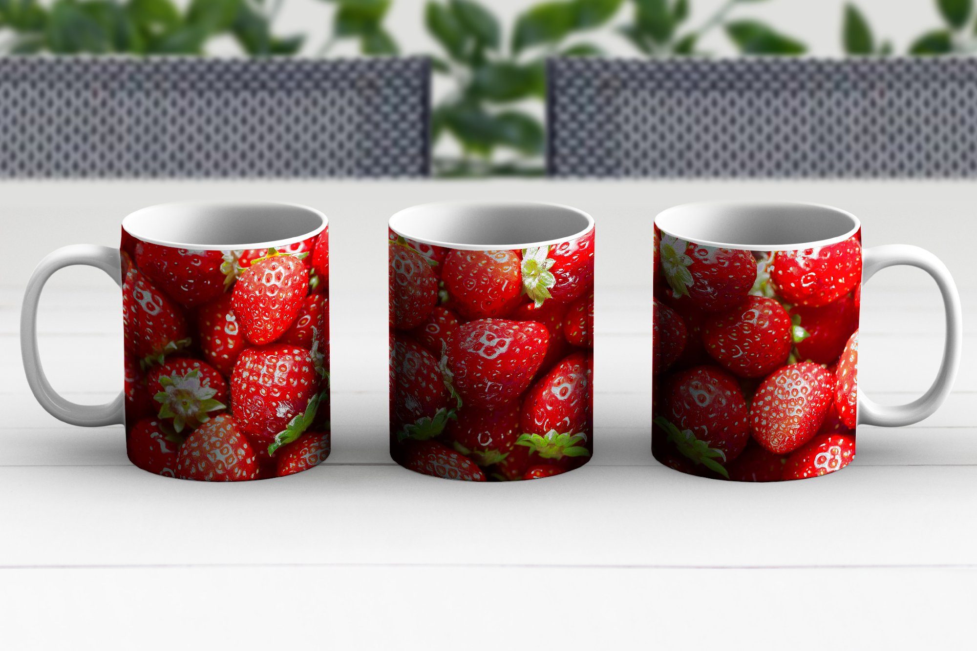 MuchoWow Tasse Erdbeere Kaffeetassen, Teetasse, Becher, Obst Saatgut, - Teetasse, Keramik, Geschenk 