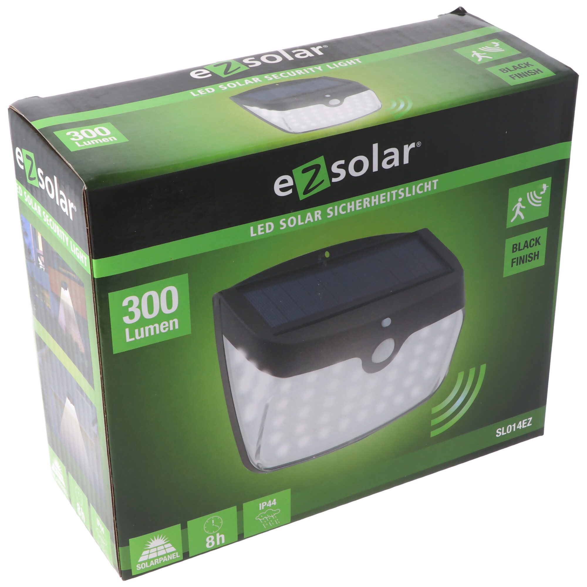 EZ SOLAR LED Taschenlampe Wandlicht LED Solar Sicherheitslicht inklusive 18650 Li-ion Standard