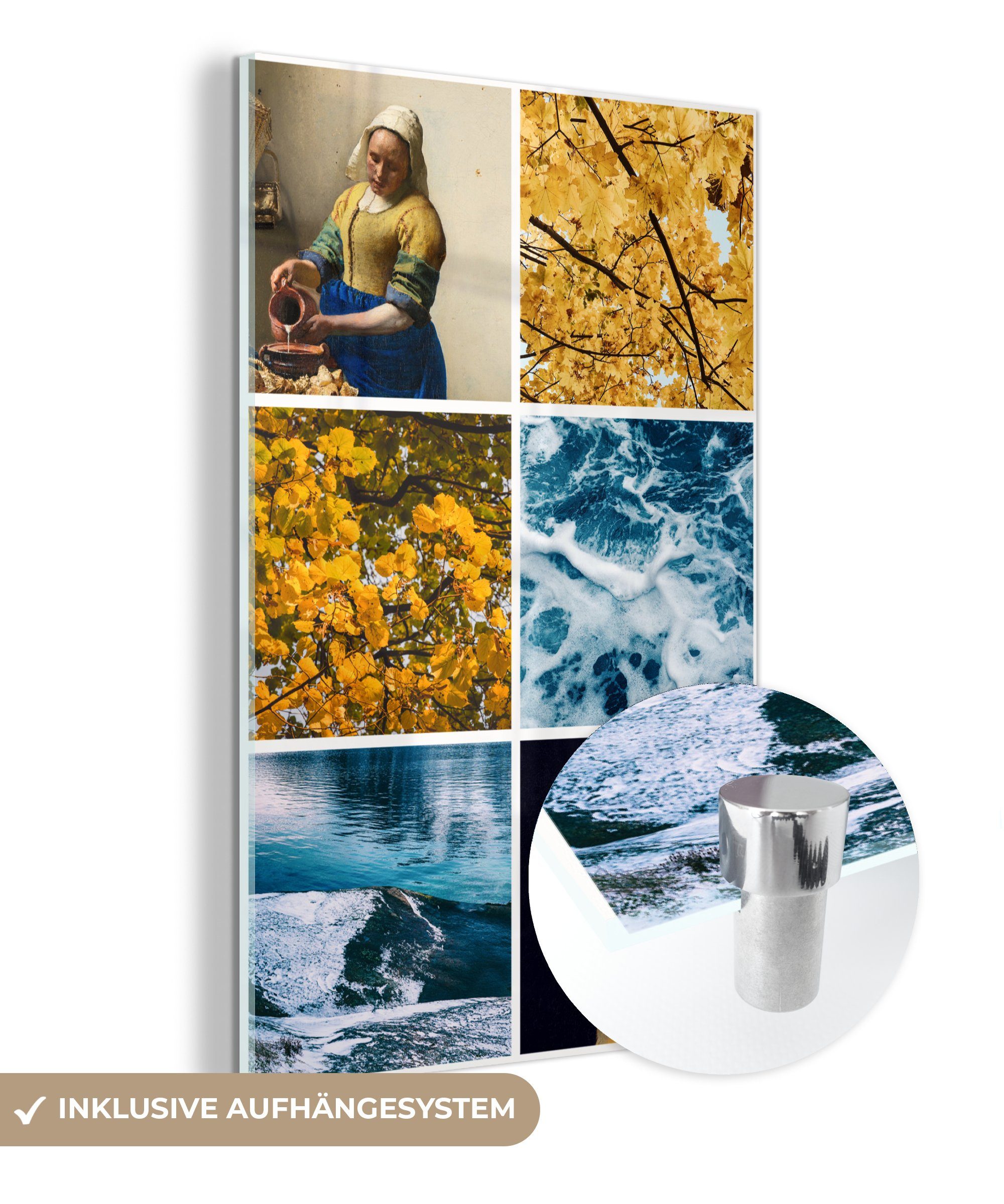 MuchoWow Acrylglasbild Vermeer - Glasbilder Collage Wandbild - auf - Foto St), Natur, - Glas auf Glas Bilder Wanddekoration - (1