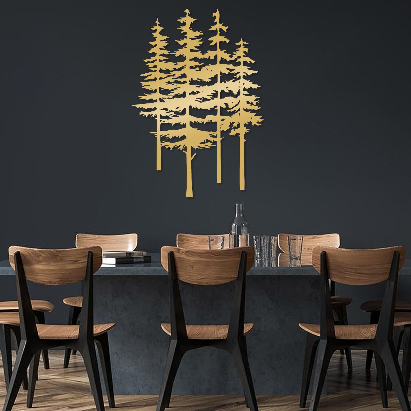 Jumpeak Wanddekoobjekt wanddekoration metall,Wald,Kiefern,Baumschmuck,wall günstig online kaufen