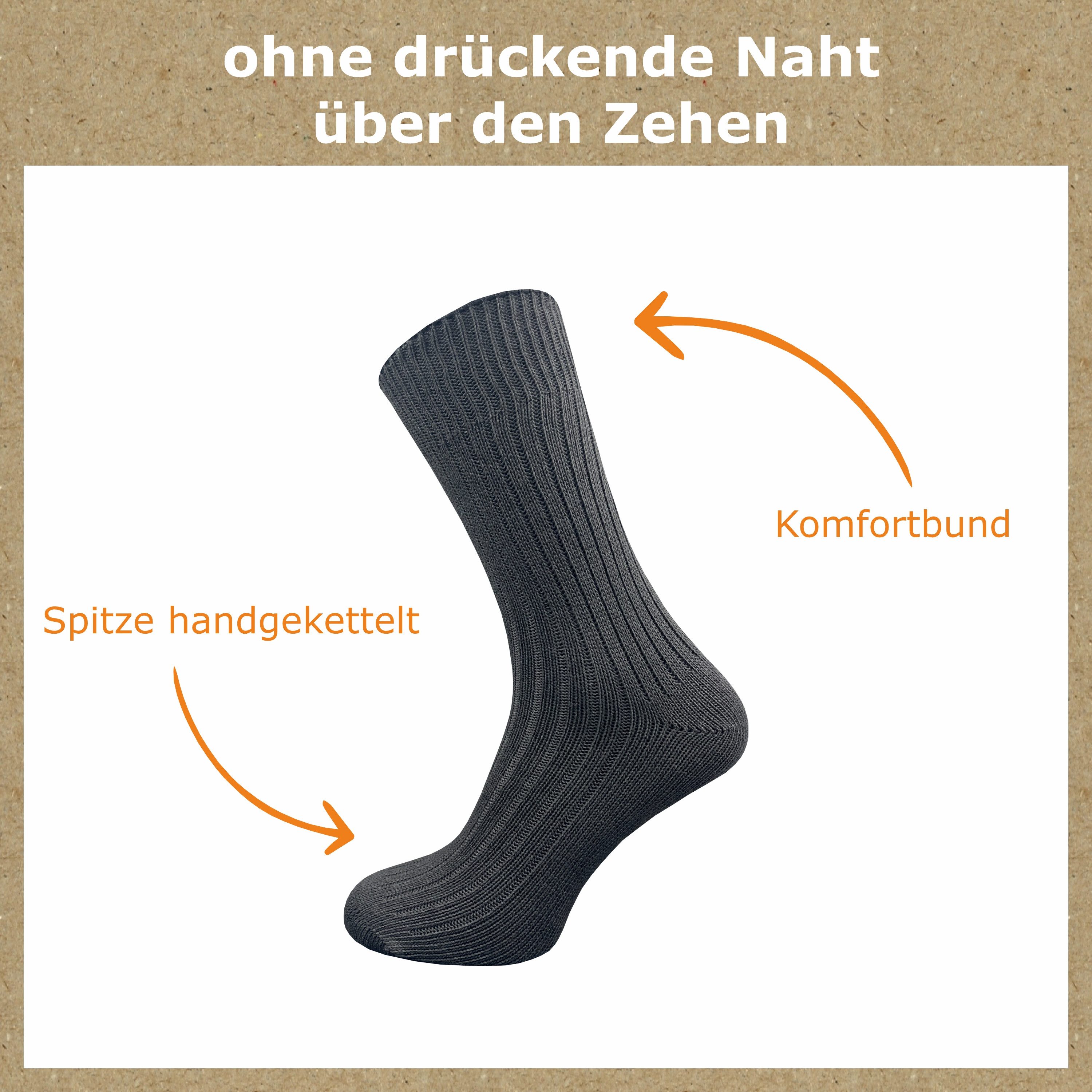 GAWILO Komfortsocken "Natur" aus 100% reiner, naturbelassener Baumwolle für Damen & Herren (6 Paar) Etwas gröber gestrickt für extra Tragekomfort & angenehmes Hautgefühl