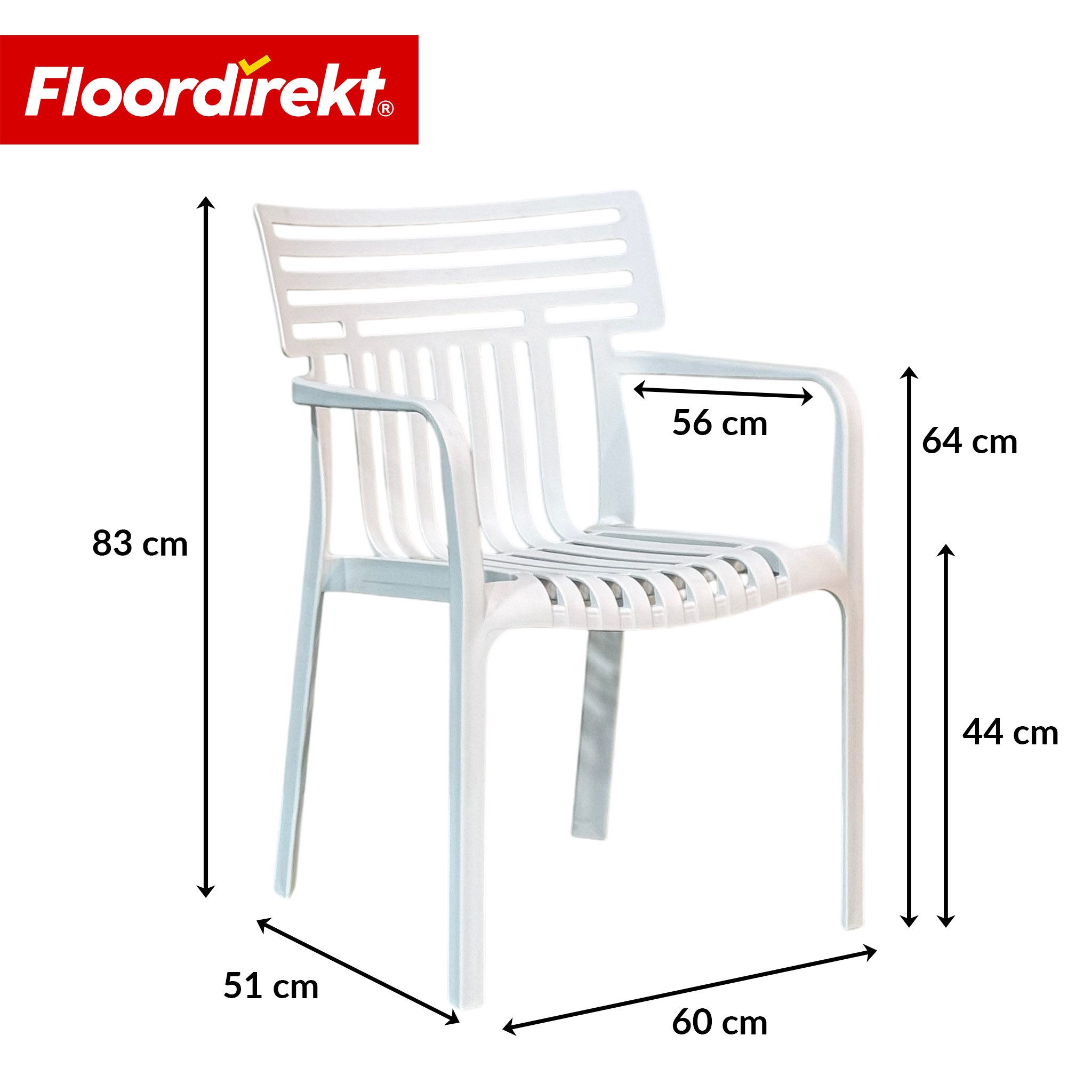 Floordirekt Gartenstuhl Designstuhl Terrano stapelbar aus Kunststoff wetterfest UV-beständig (1 Stuhl oder 6-er Set), verschiedene Farben