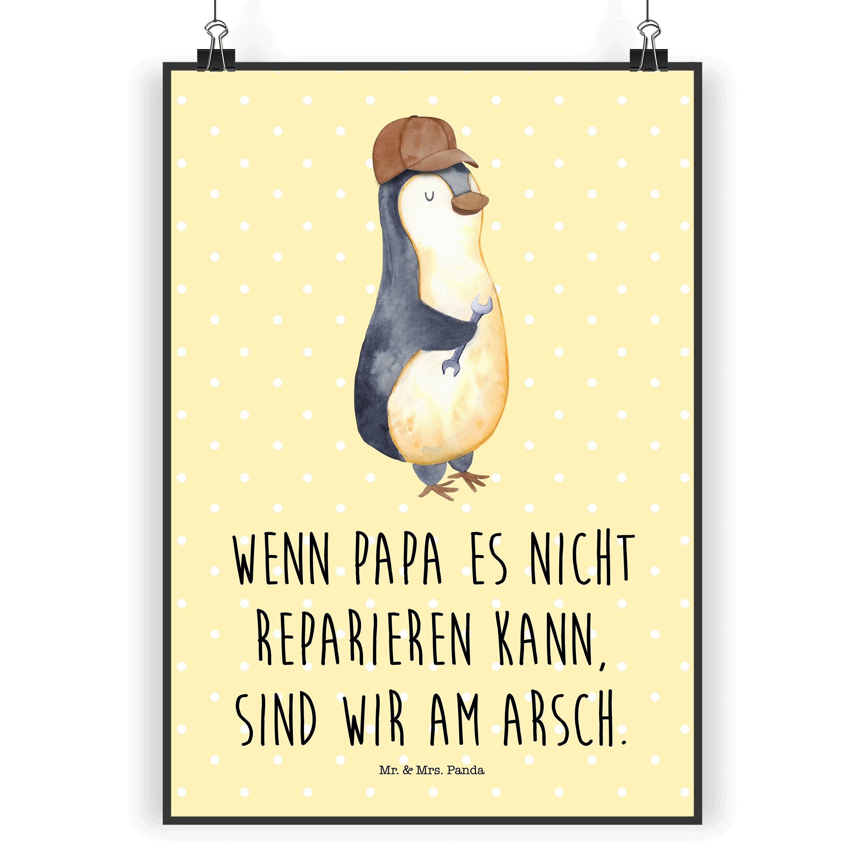 Mr. & Mrs. Panda Poster »Wenn Papa es nicht reparieren kann, sind wir am Arsch Gelb Pastell