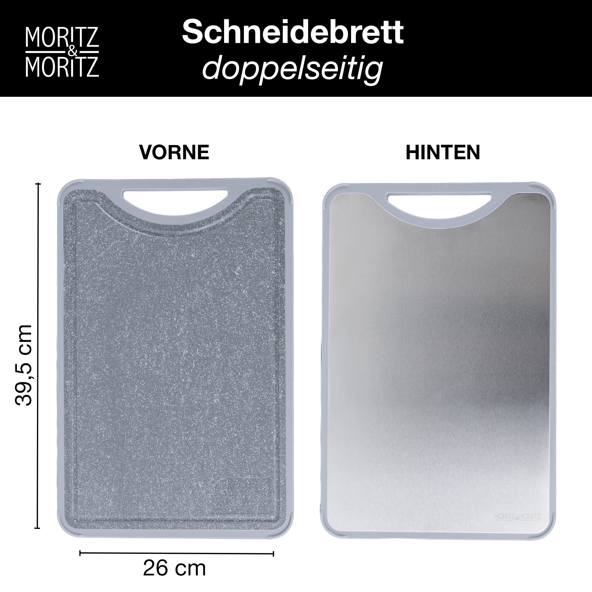 Moritz & Moritz Schneidebrett Multifunktionales Schneidebrett - Edelstahl / Kunststoff, (Set, 1-St), Spülmaschinengeeignet