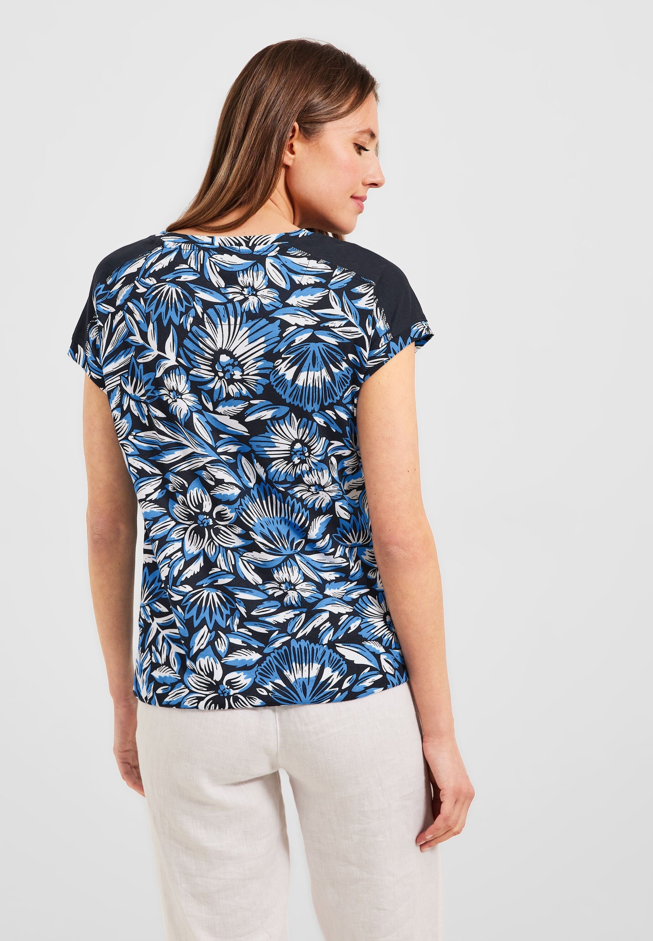 Cecil T-Shirt mit deep U-Boot-Ausschnitt blue