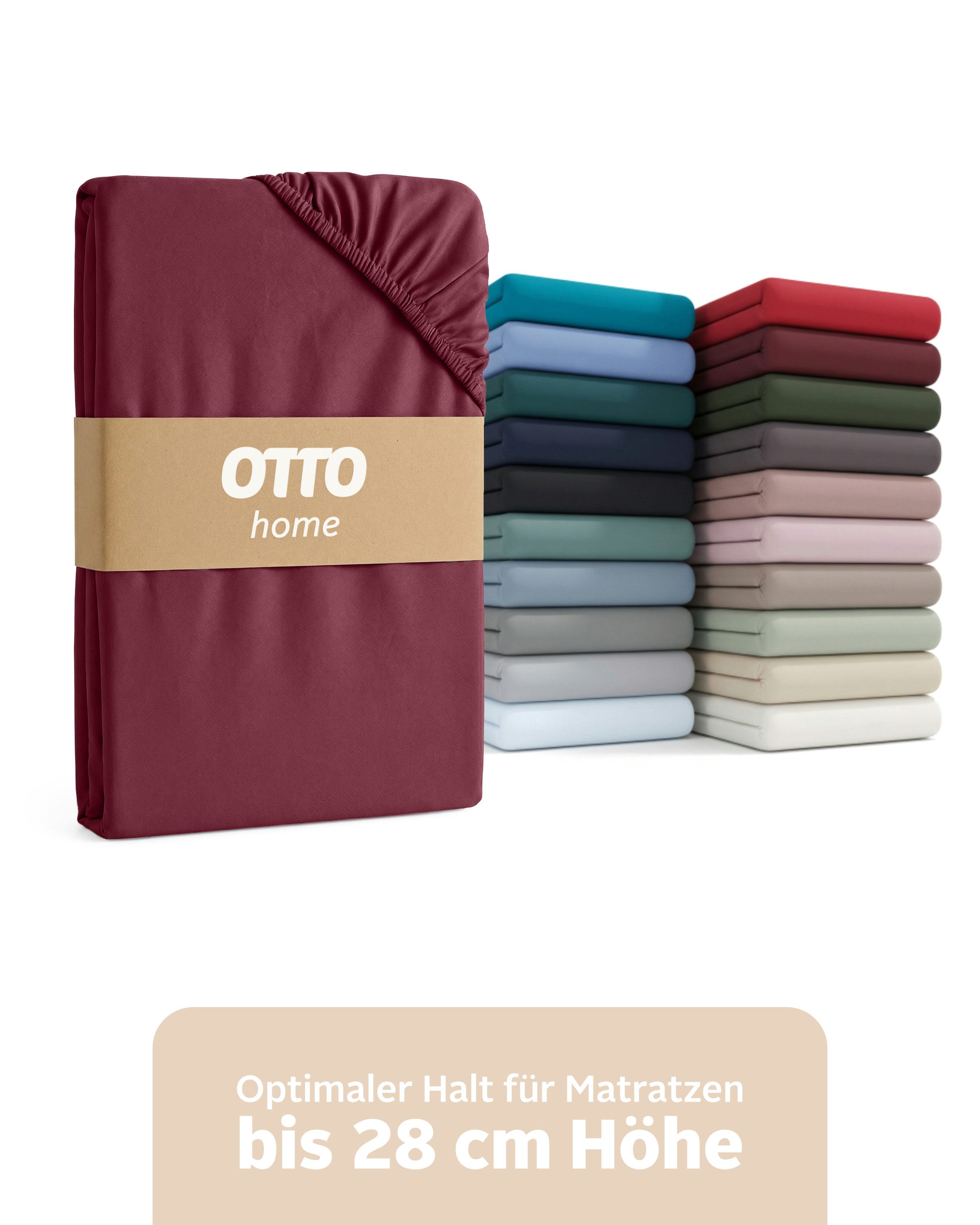 OTTO home Spannbettlaken BLACKBERRY in BASIC und PREMIUM Qualität, 100% Baumwolle, Jersey (160 g/m), Gummizug: rundum, (1 Stück), für hohe Matratzen bis 28 cm, Bettlaken, Spannbetttuch, Boxspring