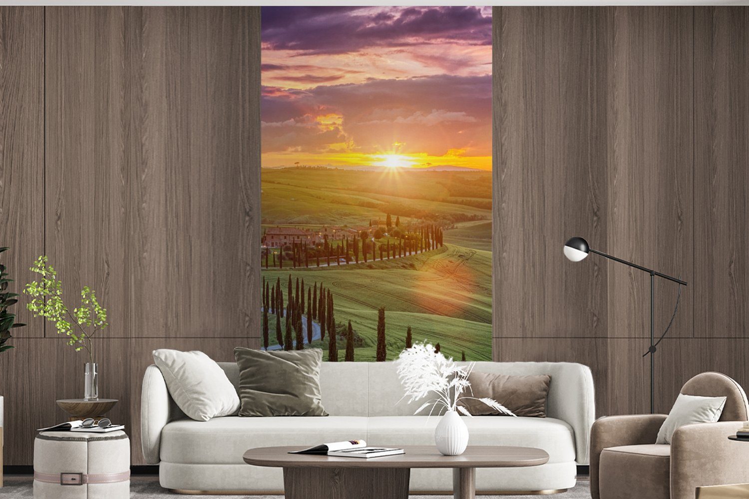 Toskana, - Küche, Sonnenuntergang (2 MuchoWow bedruckt, Fototapete Fototapete Vliestapete St), Matt, Italien - Schlafzimmer für Wohnzimmer
