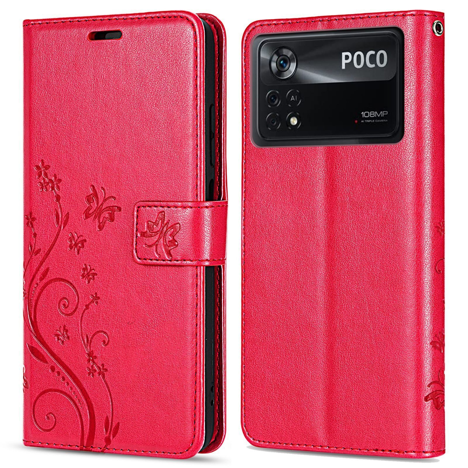 betterfon Handyhülle Handytasche für Xiaomi POCO X4 Pro 5G Klapphülle, Bookstyle-Hülle: Magnetverschluss 3 Kartenfächer & Standfunktion