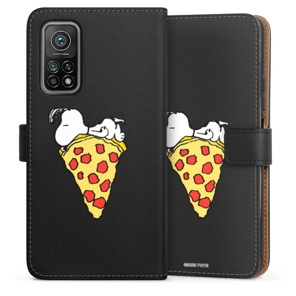 DeinDesign Handyhülle Peanuts Pizza Snoopy Snoopy Pizza Transparent, Xiaomi Mi 10T Pro 5G Hülle Flip Case Klapphülle Handytasche Leder