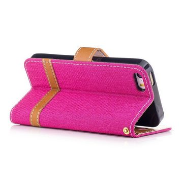 König Design Handyhülle Apple iPhone 5 / 5s / SE, Apple iPhone 5 / 5s / SE Handyhülle Bookcover Rosa