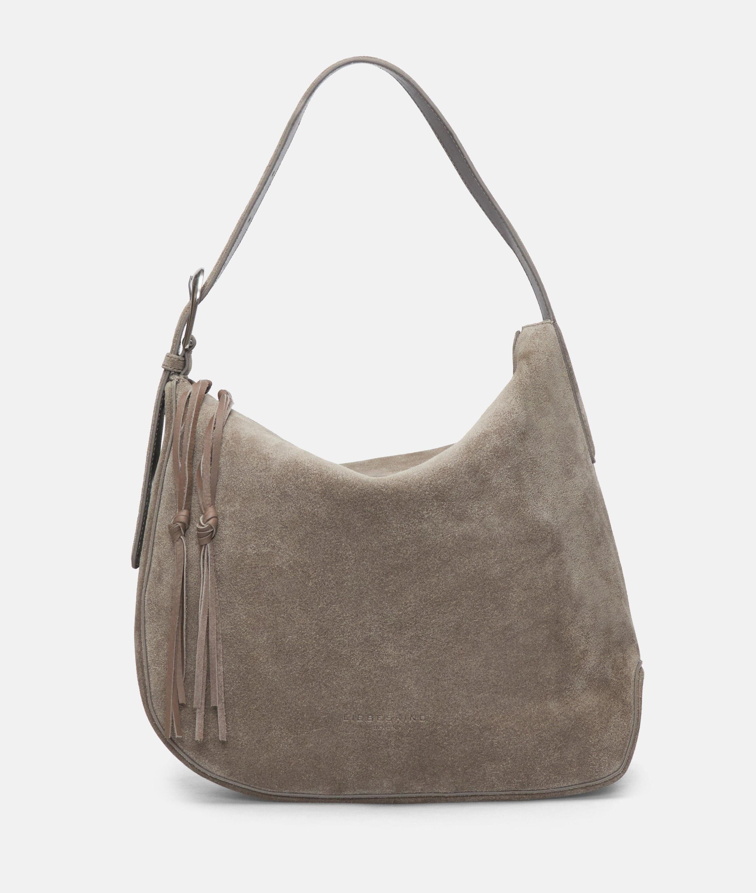 Liebeskind Berlin Schultertasche Ines Hobo L, Große Tasche aus samtig-weichem Veloursleder