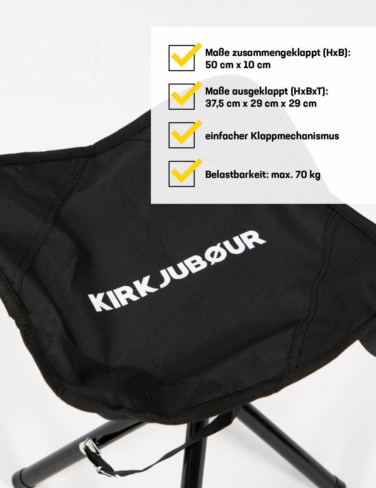 KIRKJUBOUR Angelhocker "Freydis" Vierbein Outdoor Hocker, klappbar