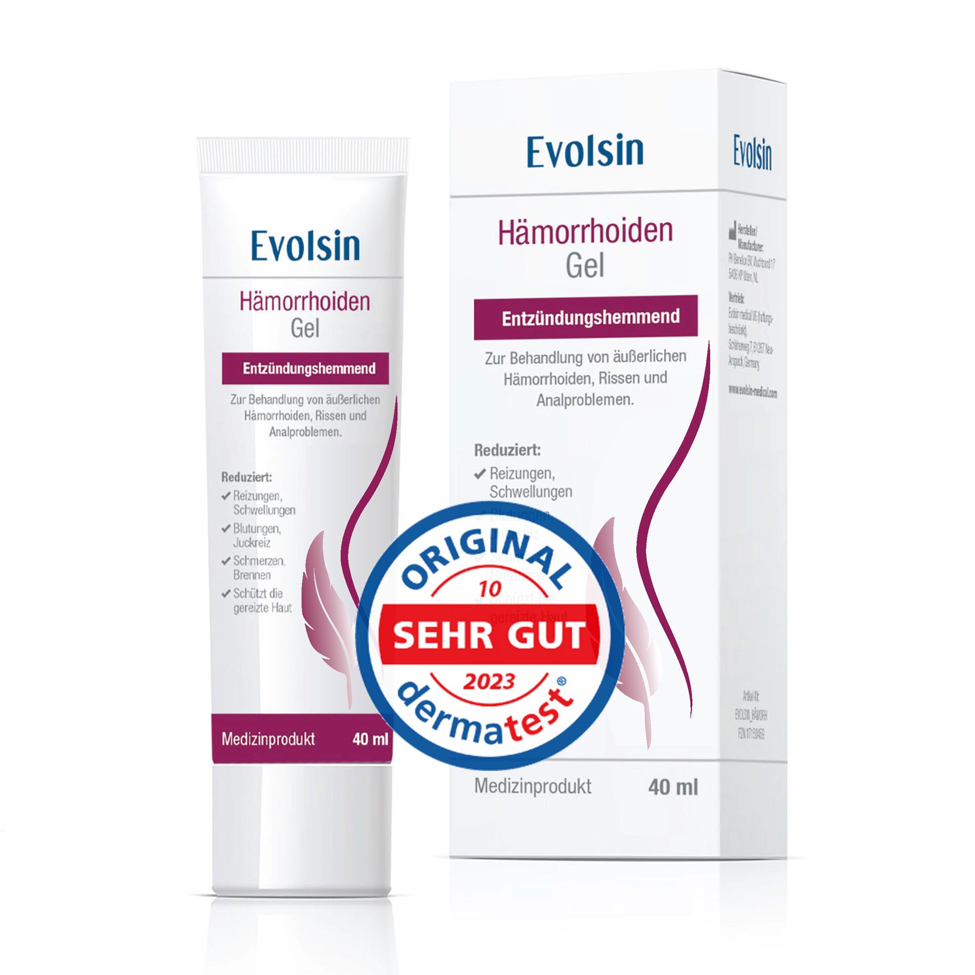 Evolsin Hautpflegegel Hämorrhoiden Gel gegen Brennen, Schmerz, Blutungen & Juckreiz, frei von Parabenen, Silikonen, Mineralölen