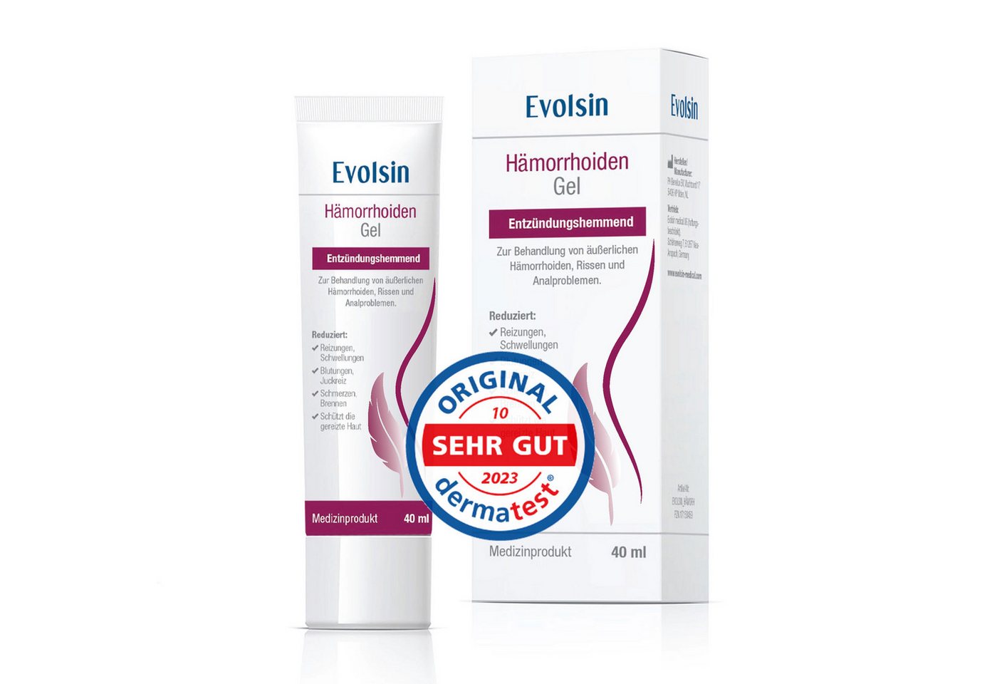 Evolsin Hautpflegegel Hämorrhoiden Gel gegen Brennen, Schmerz, Blutungen & Juckreiz, frei von Parabenen, Silikonen, Mineralölen
