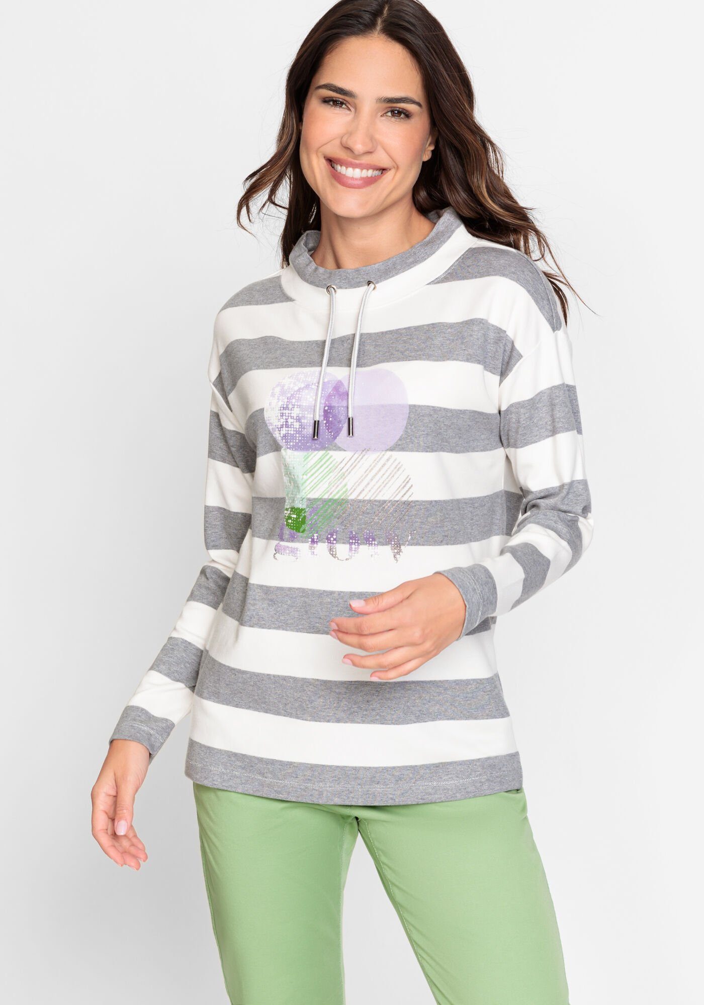 Olsen Sweatshirt mit weitem Stehkragen