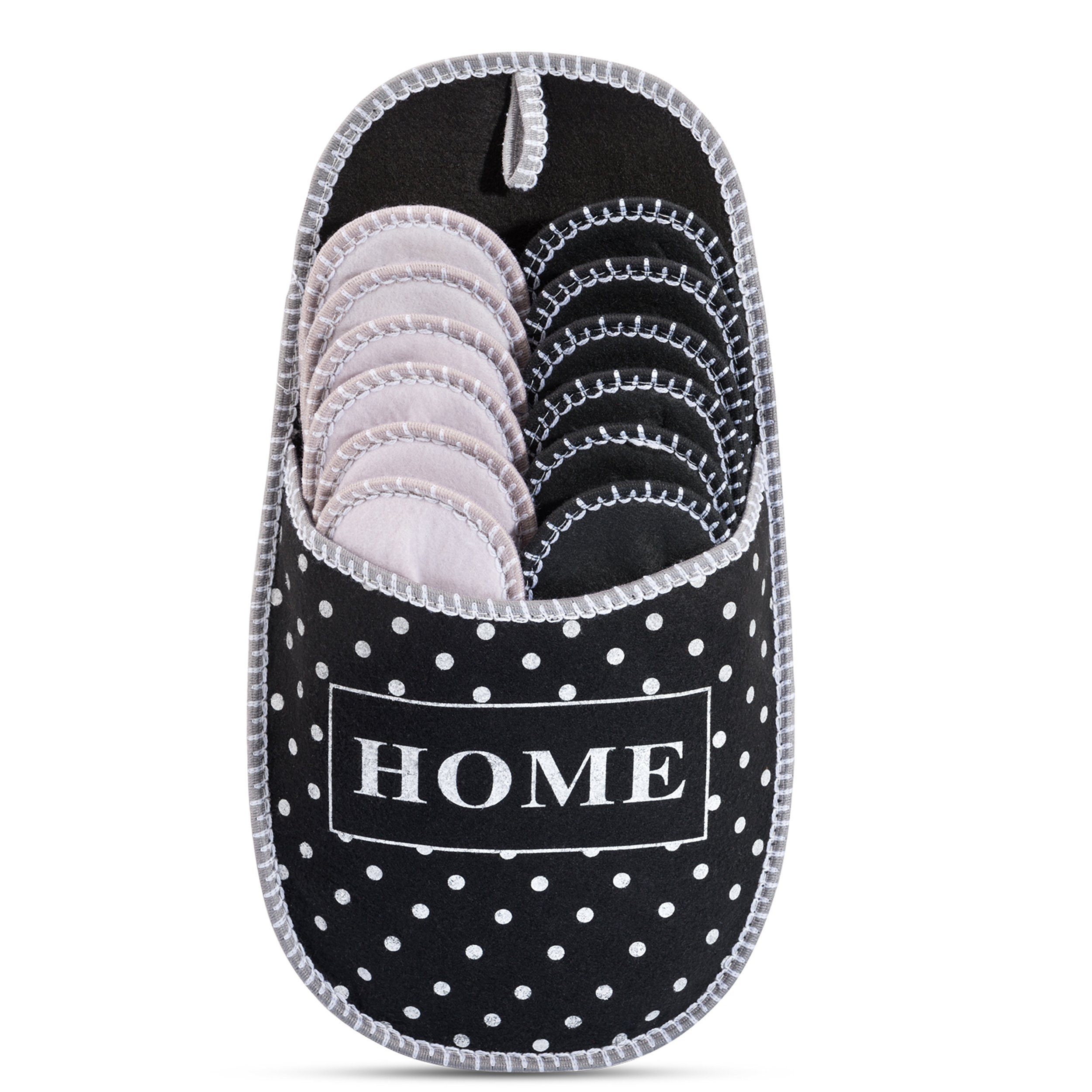 ONVAYA ABS Gästepantoffel Dots 6er Set, Hausschuhe, Filz, Antirutsch Pantoffel