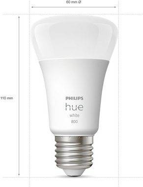 Philips Hue White E27 Viererpack 4x800lm 60W LED-Leuchtmittel, E27, 4 St., Warmweiß