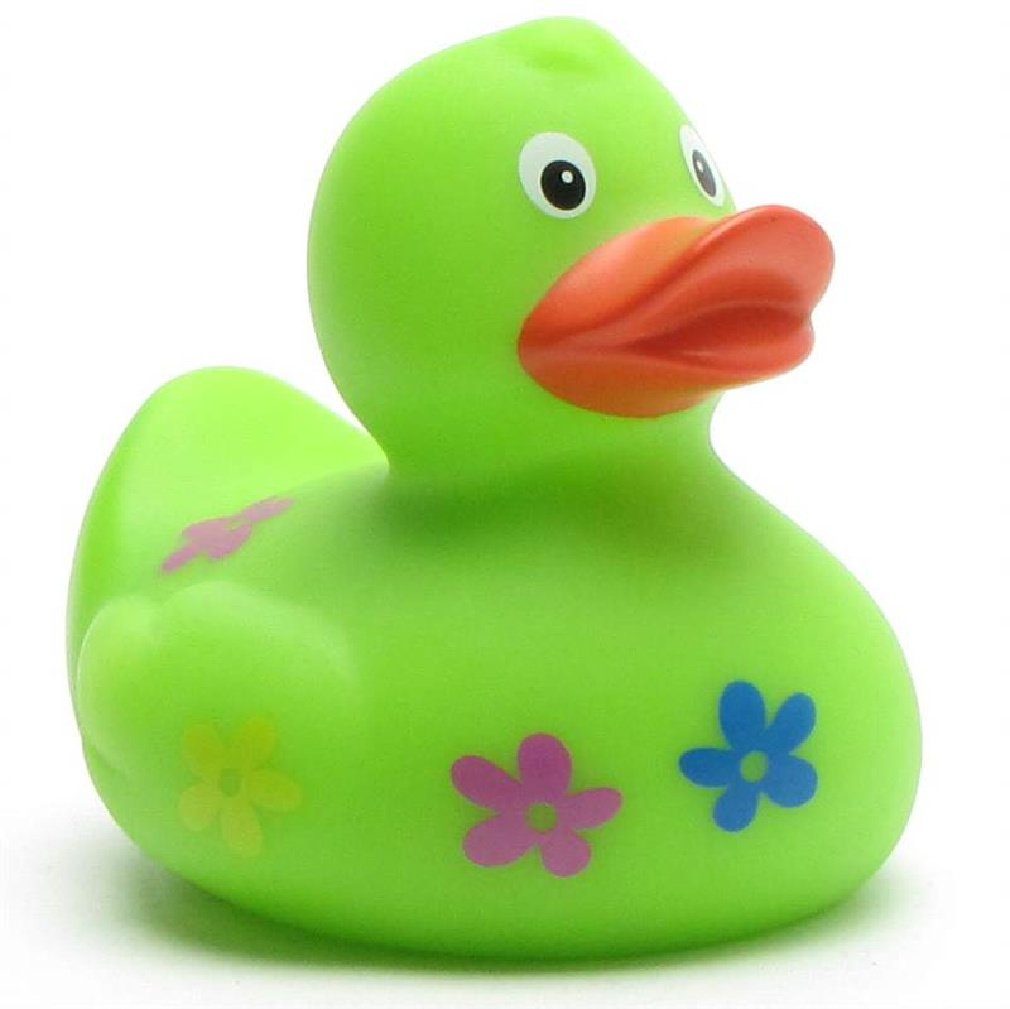 Badeente mit Duckshop Quietscheentchen Blumenmuster - Badespielzeug