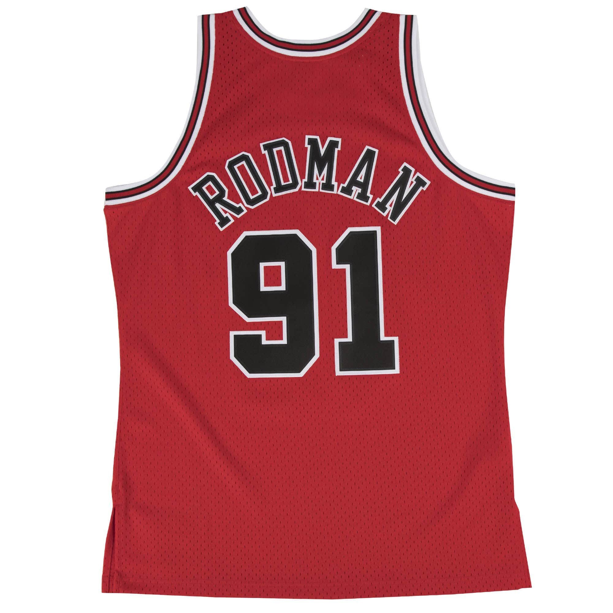 Rodman Dennis Chicago Road 1997-98 Mitchell Basketballtrikot HWC & Ness Bulls rot
