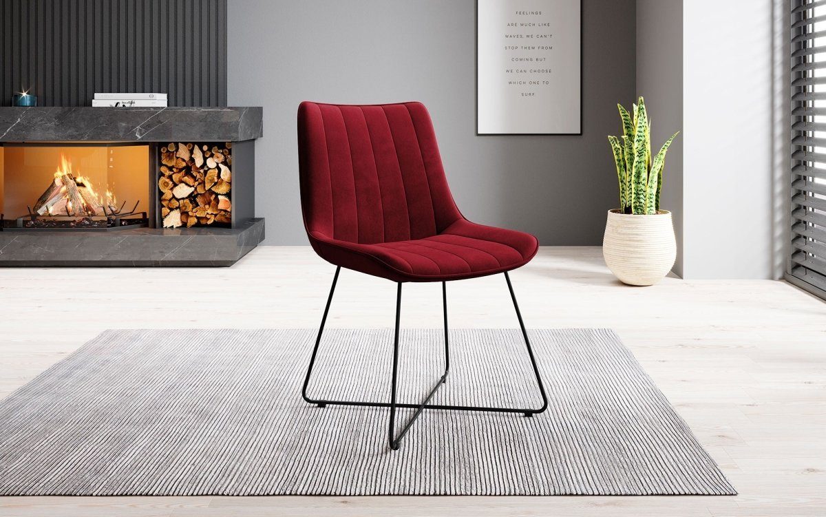 Baidani Luxusbetten24 Stuhl Designer Stuhl Rango, Sitzschalen mit verschiedenen Gestellen Red