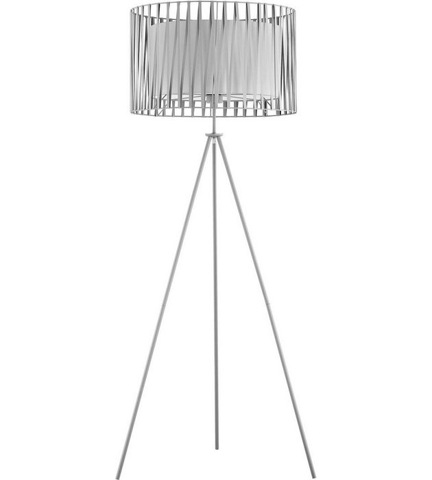 Licht-Erlebnisse Stehlampe MINA ohne Leuchtmittel Tripod Stehleuchte Grau E27 145 cm Metall Modern Dreibein