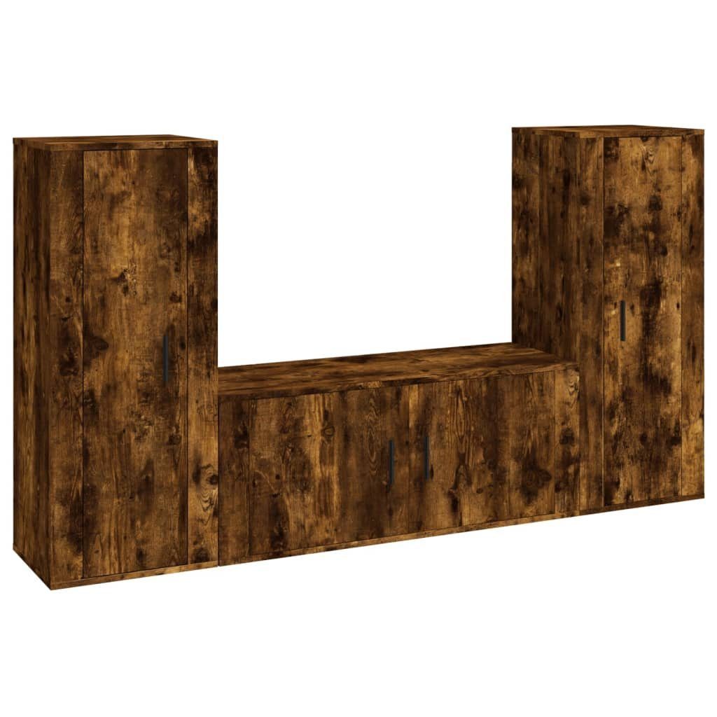 Holzwerkstoff TV-Schrank Räuchereiche vidaXL TV-Schrank-Set 3-tlg. (3-St)