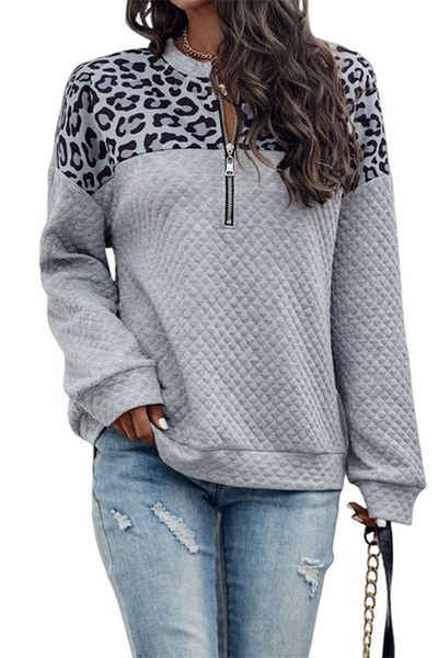 Gold Crest Kaschmirpullover Damen-Sweatshirt mit Leoparden-Spleißen (1-tlg)
