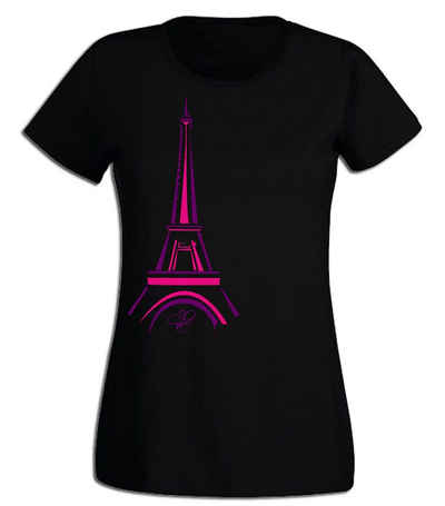 G-graphics T-Shirt Damen T-Shirt - Eiffelturm Pink-Purple-Collection, mit trendigem Frontprint, Slim-fit, Aufdruck auf der Vorderseite, Print/Motiv, für jung & alt