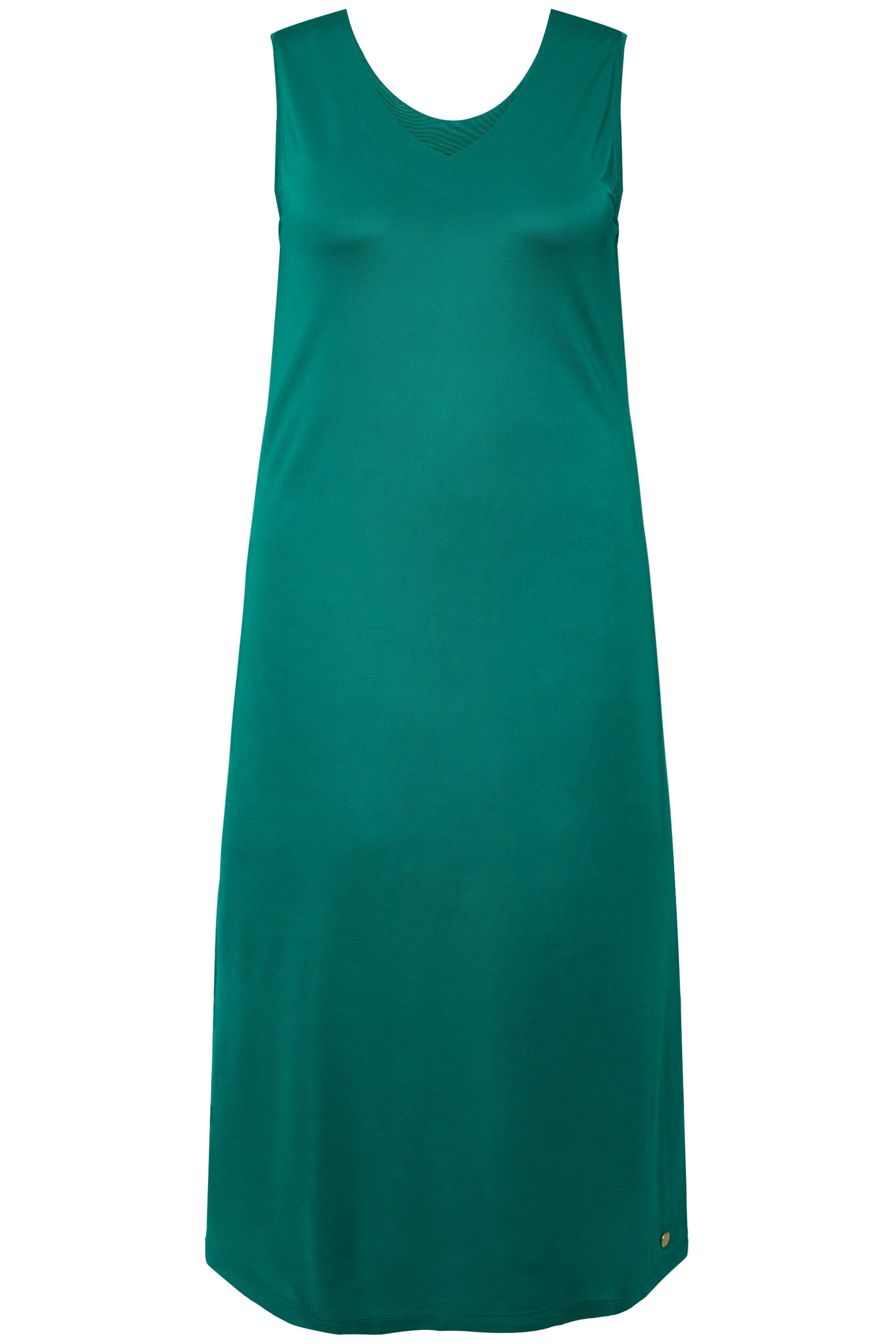 Ulla Popken Jerseykleid Midi-Slinkykleid A-Linie V-Ausschnitt günstig online kaufen
