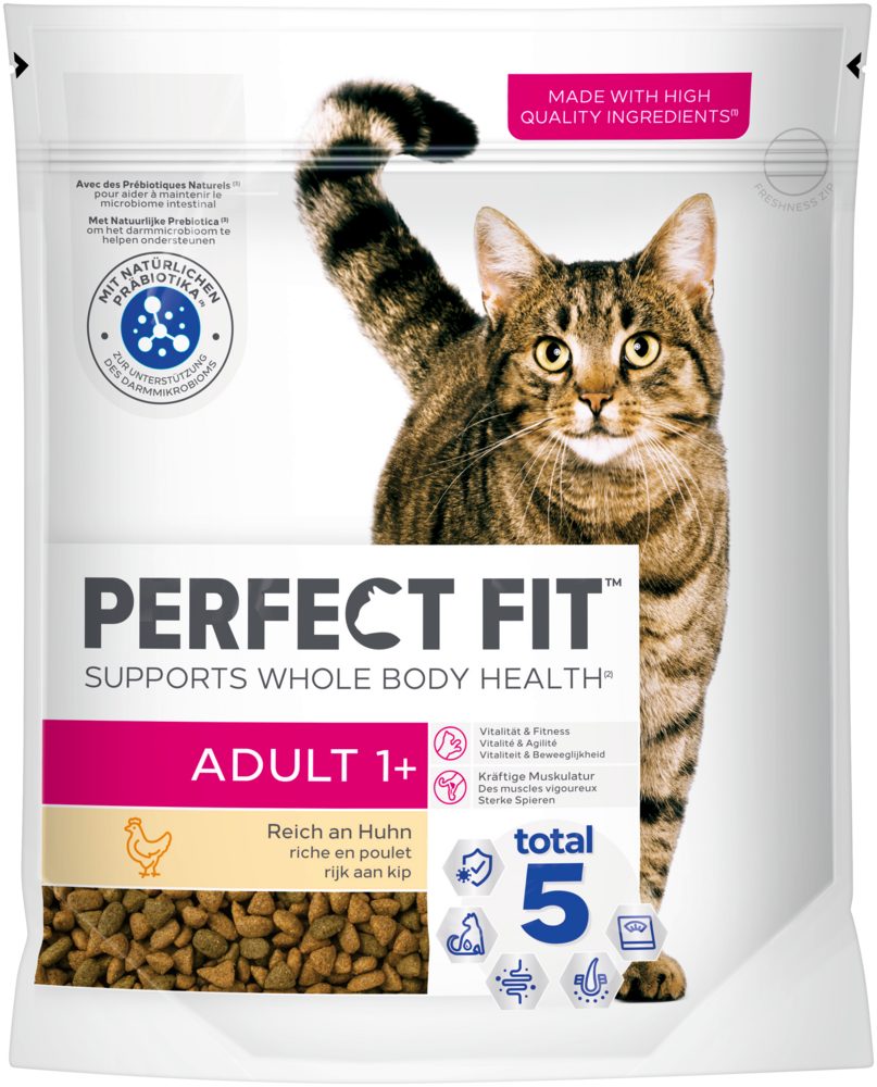 Perfect Fit PERFECT FIT™ Katze Beutel Adult 1+ mit Huhn 750g, Trockenfutter für: Katze