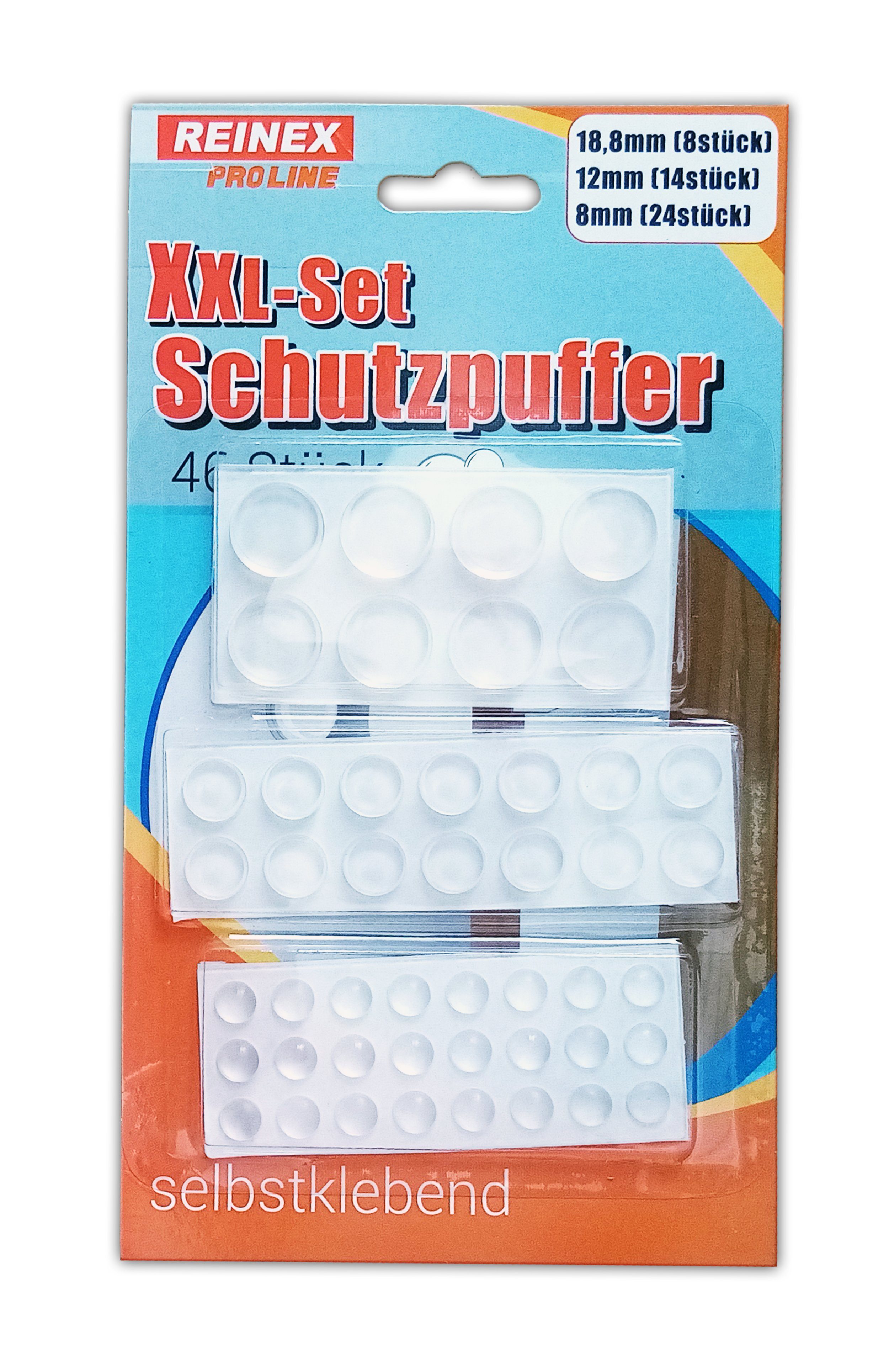 Reinex Отбойники 46x SCHUTZPUFFER Ø 8/12/18,8mm selbstklebend Glasklar Stoßdämpfer 02, Anschlagdämpfer Gummipuffer Stoßpuffer Türdämpfer Puffer Dämpfer