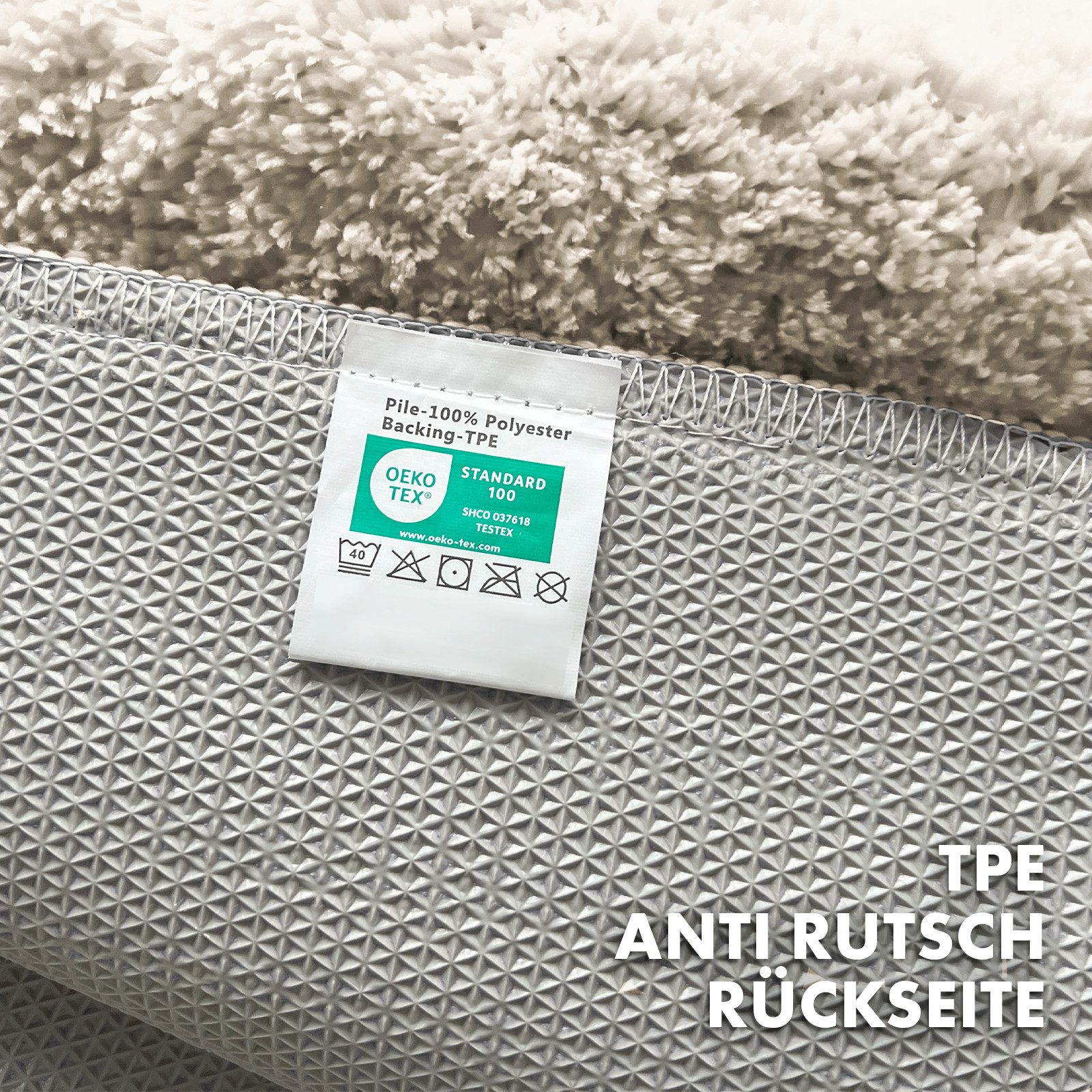 Floordirekt Badematte Maris – Flauschiger Badteppich, Blattstruktur, rutschfest & waschbar, rutschhemmend beschichtet, schnell trocknend, fußbodenheizungsgeeign – Bild 5 von 5