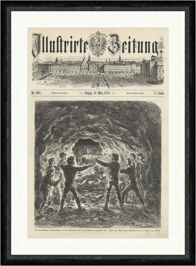 Kunstdruck Der Durchschlag des Richtstollens im St. Gotthardtunnel Weber Faksimil, (1 St)