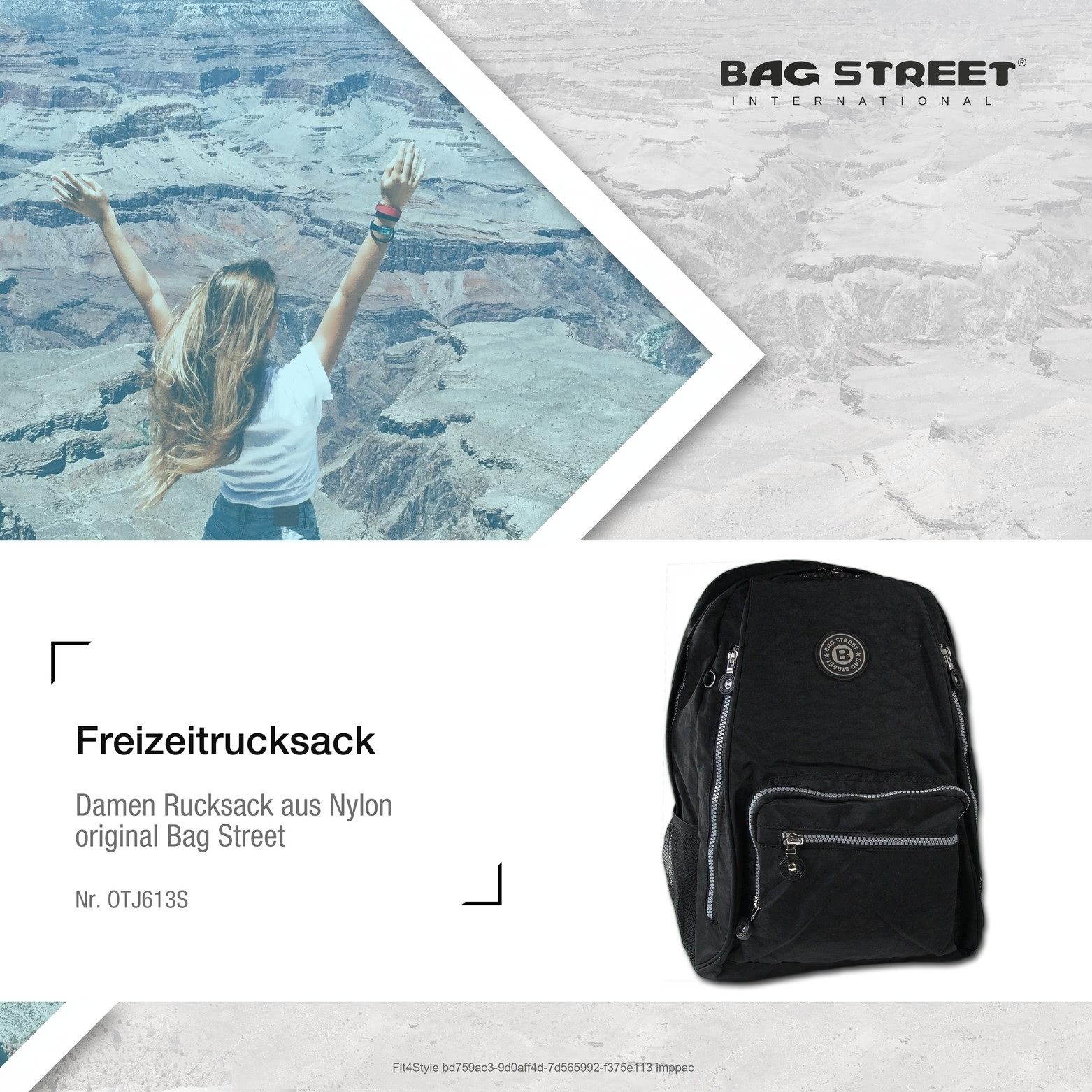 BAG STREET Freizeitrucksack Bag Street Rucksack Nylon schwarz, Damen ...
