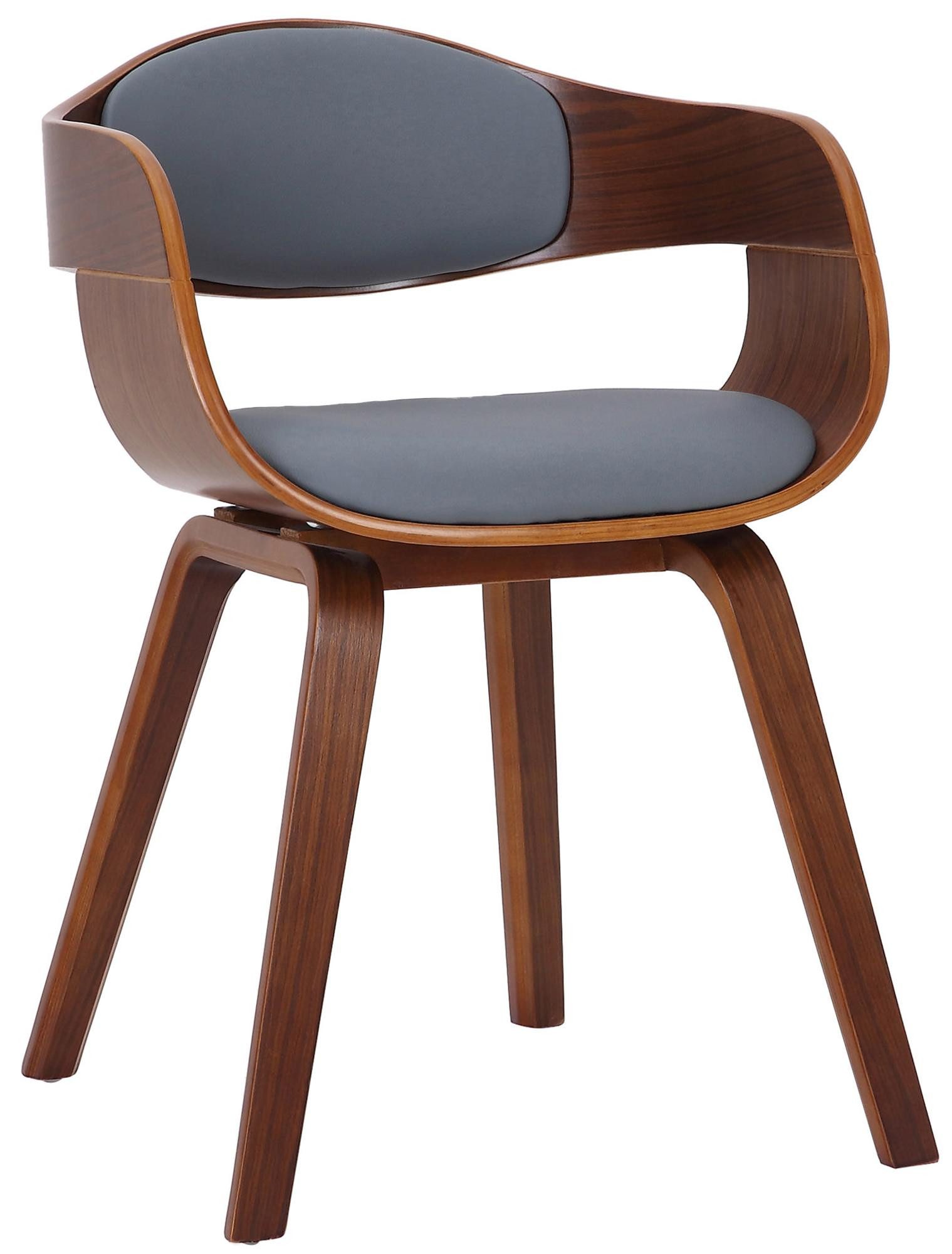 furnicato Besucherstuhl Kingston 73x49x46 cm walnuss/grau (1 St)