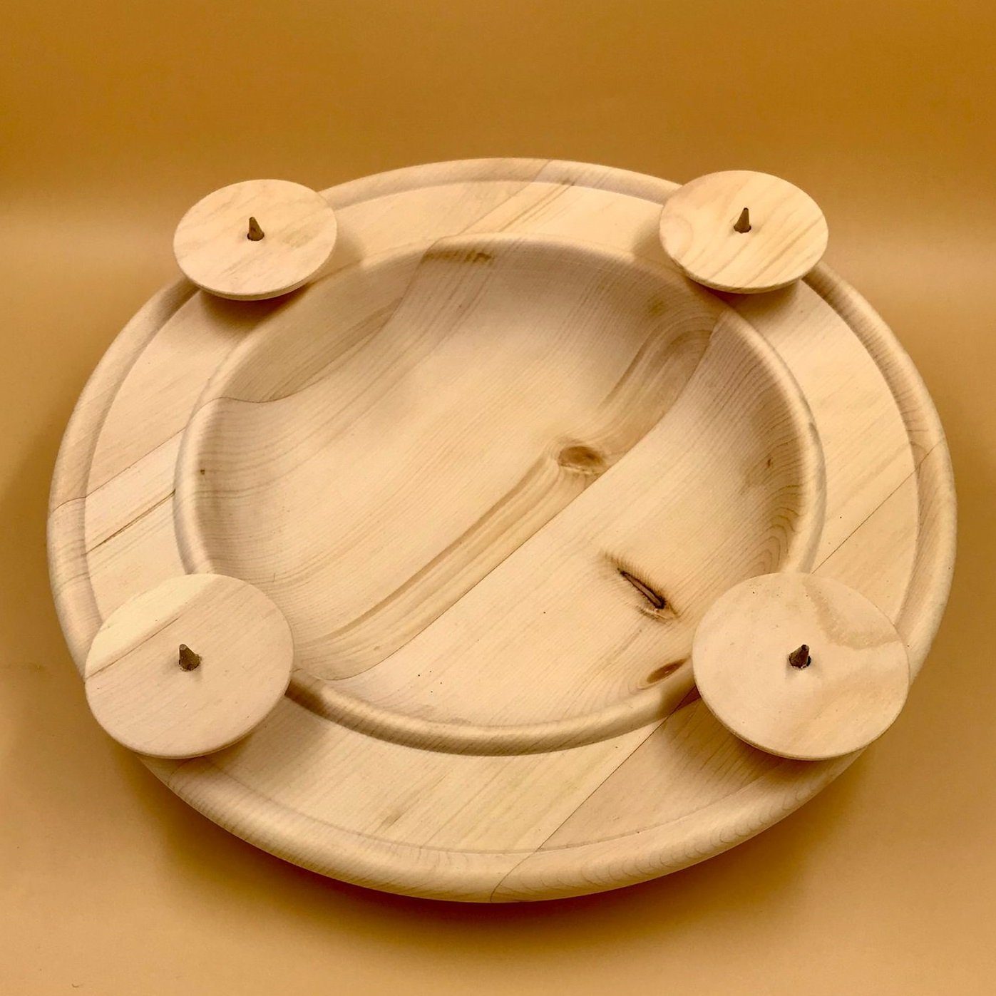 30cm Pezzo aus Adventskranz D'oro wird handgedrechselt, traditioneller Zirbe Kerzenleuchter Handarbeit in gefertigt