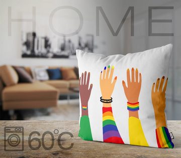 Kissenbezug, VOID (1 Stück), Pride Hands Regenbogen Hände Menschen Armband Familie Gay pride flag