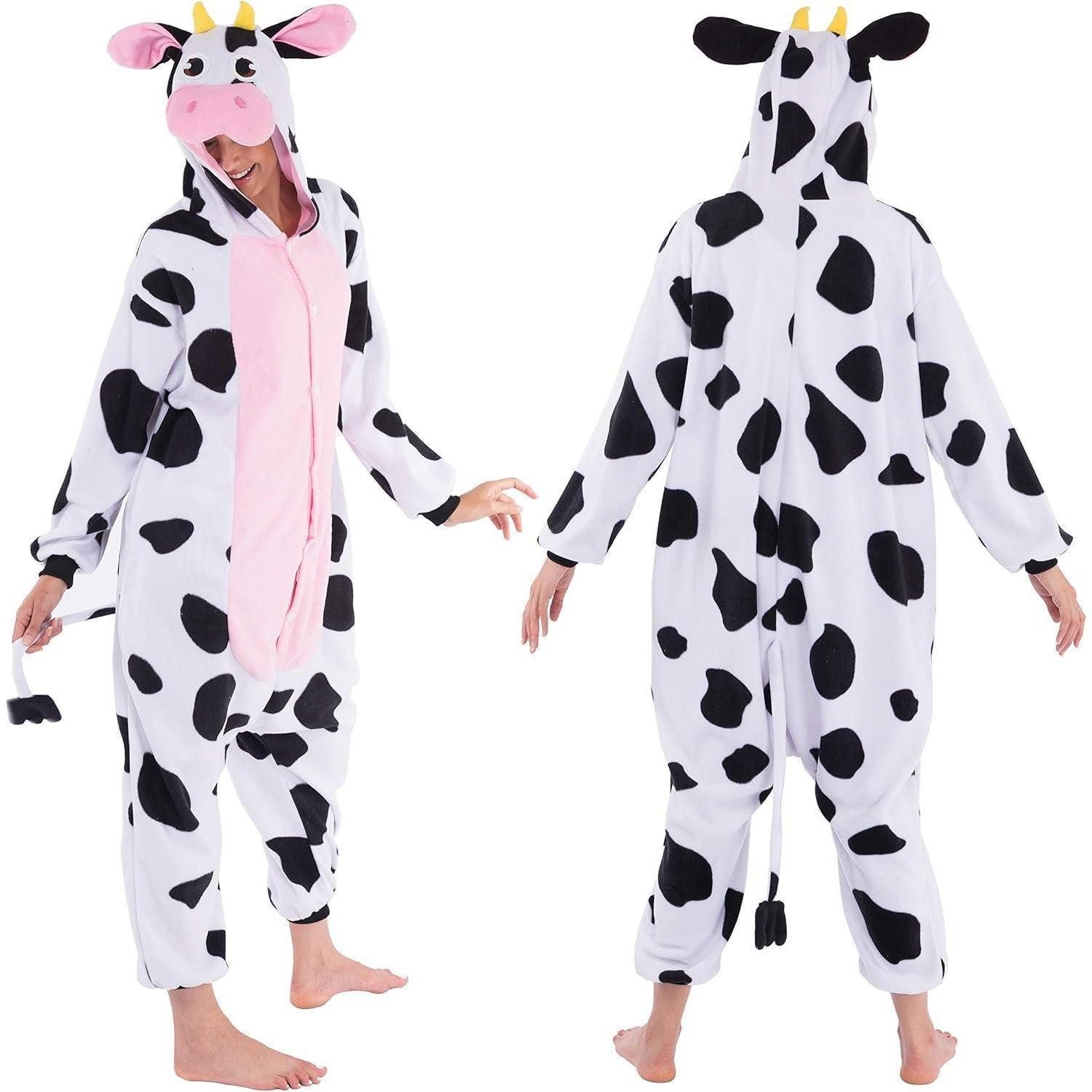 LuxusKollektion Maskottchen-Kostüm Spooktacular Creations Unisex Erwachsene Kuh Tier Pyjama XL Multicolor