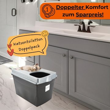 GarPet Katzentoilette 2x Hop In Katzenklo oben einstieg Katzentoilette Jump-In Doppelpack