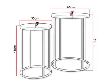 MIRJAN24 Couchtisch Idunes Mini (2er-Set), Gestell aus pulverbeschichtetem Metall