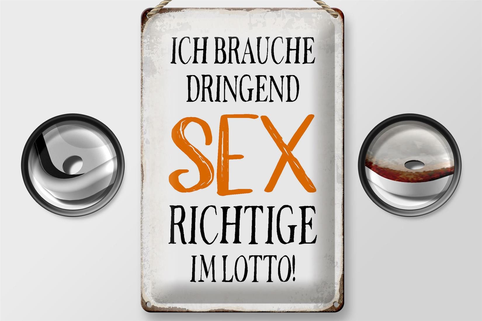 Femer GmbH Metallschild Spruch 20x30cm ich brauche dringend Sex, (1 St), gewölbte Oberfläche, abgerundete Ecken, umgeschlagene Kanten