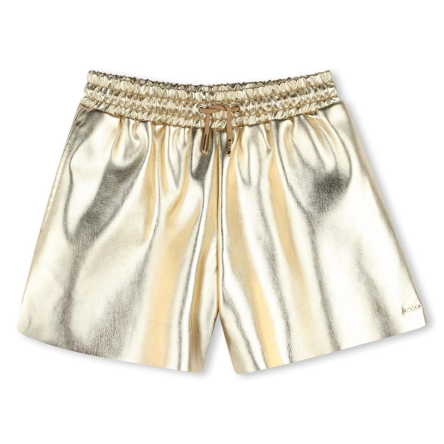Boss Kidswear Shorts BOSS Kidswear – Shorts aus Kunstleder Hellgold