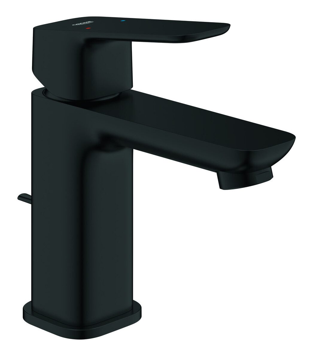 Grohe Waschtischarmatur Cubeo Einhand mit Zugstangen-Ablaufgarnitur S-Size - Schwarz matt
