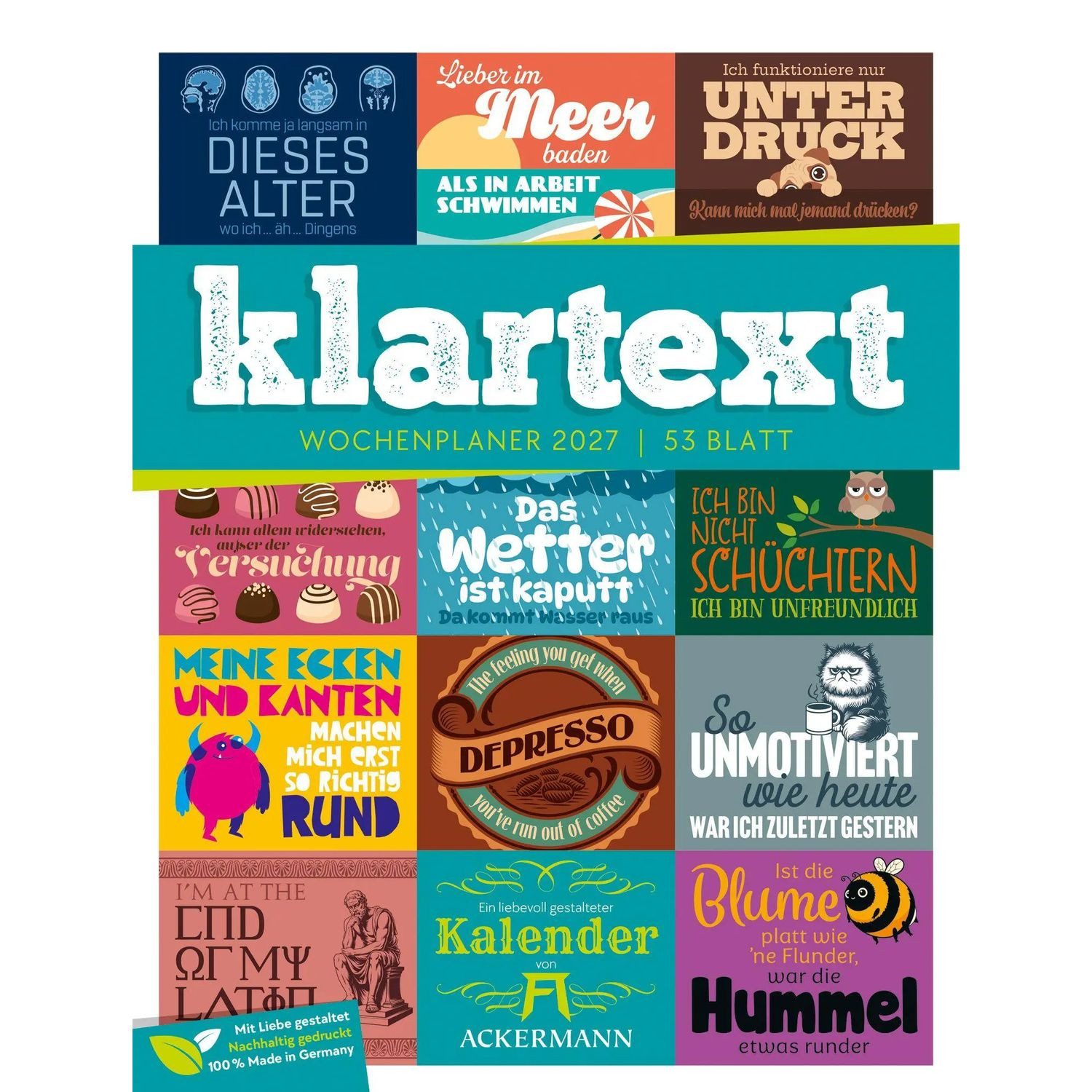 Ackermann Wandkalender Klartext Sprüchekalender Wochenplaner 2027